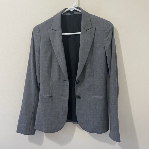 Theory Womens Nichelle Broadway Grey Wool Blend Two Button Closure Blazer Size 2 - Picture 8 of 8